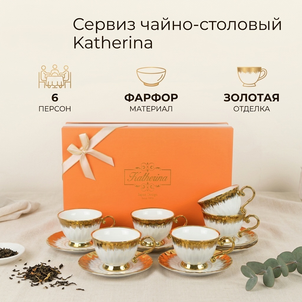 Сервиз на 6 персон White, предметов: 12, чайно-столовый, фарфор
