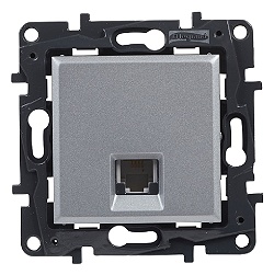 Legrand встраиваемая Niloe Step, телефонный (RJ11) цвет алюминий