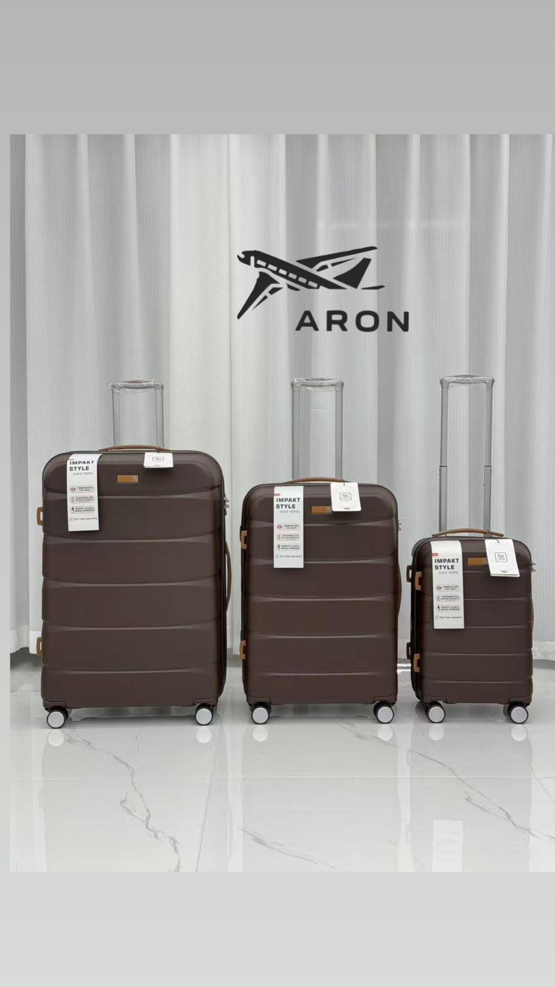 Чемодан ARON-2407 поликарбонат 220 л шоколадный