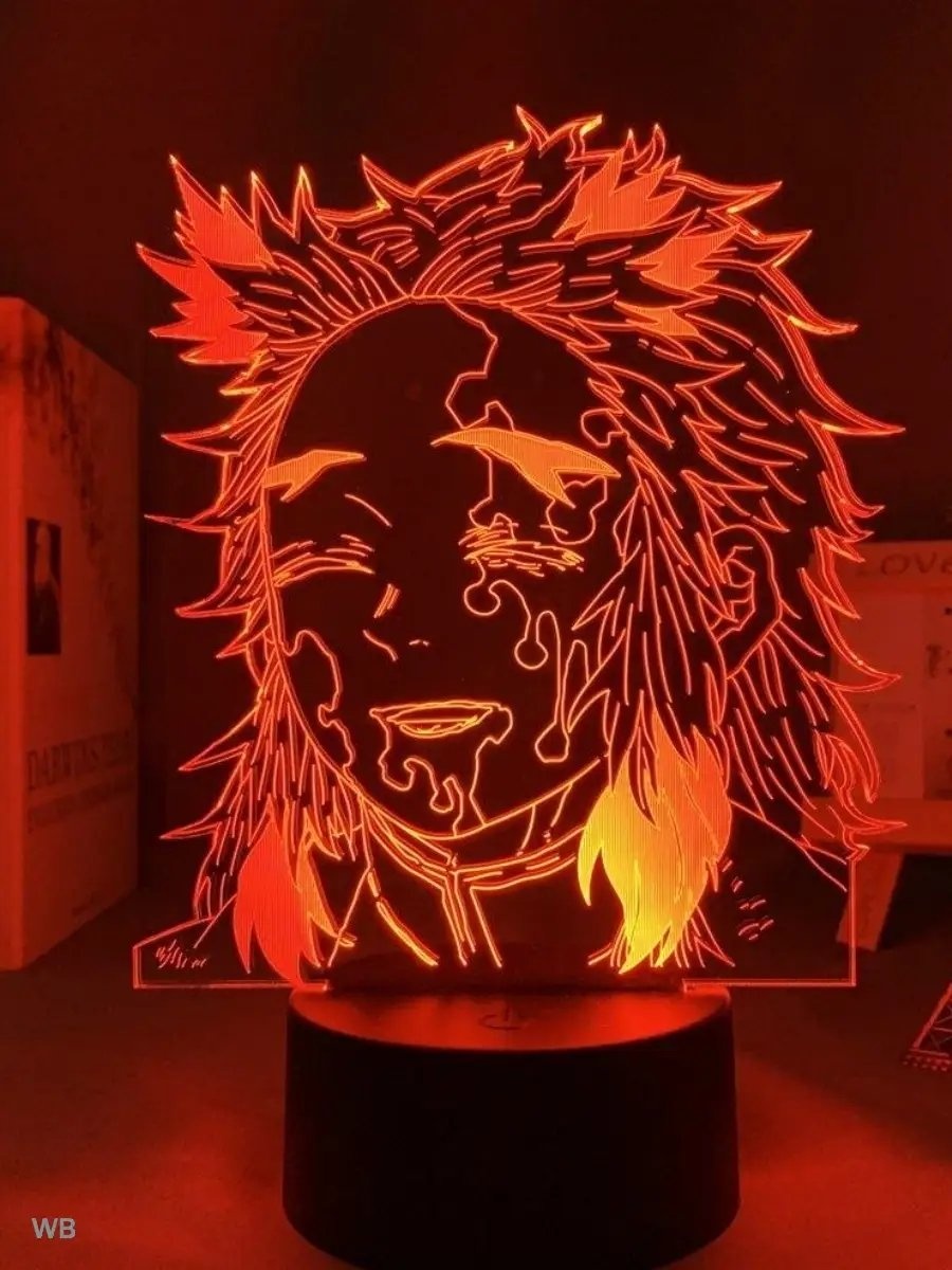 Декоративный светильник в USB разъем Ночник Клинок Рассекающий демонов Demon Slayer, разноцветный