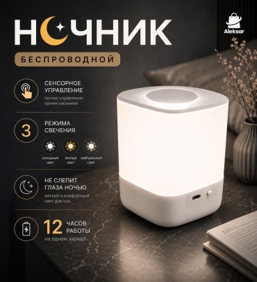 Aleksar ночник детский настольный Sv-12, теплый белый, холодный белый, белый