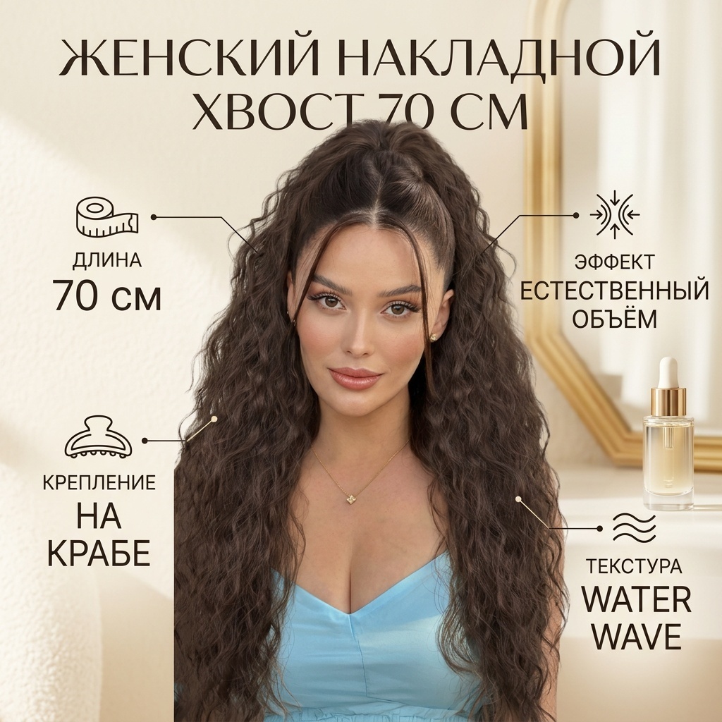 Хвост темно коричневый женский