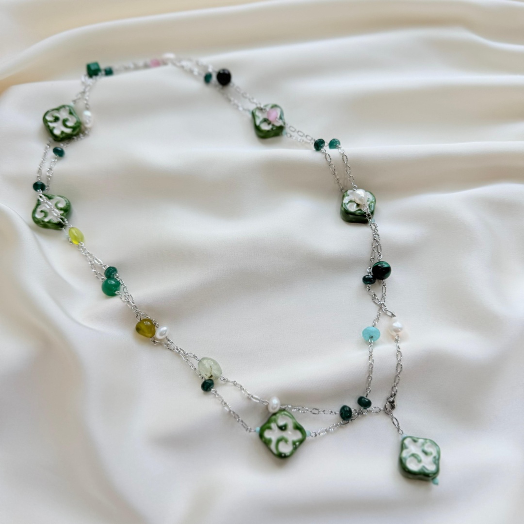 Brightdays Jewels длина 120 см ювелирный сплав, агат, жемчуг, керамика