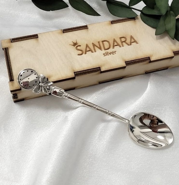 Ложка SANDARA silver Детская серебряная ложка Часики для гравировки вес 17.5 г серебро, без вставок