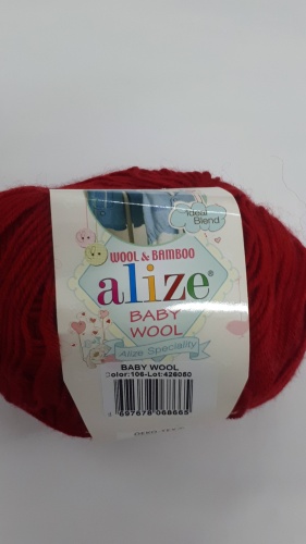 Моток Alize Baby wool 106 Красный 175 м 50 г
