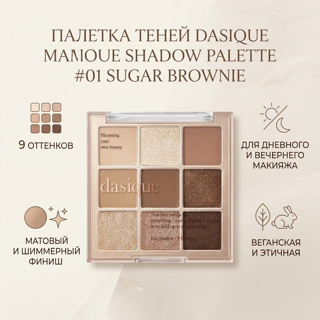 Dasique тени сухие Shadow Palette #01 Sugar Brownie #01 Sugar Brownie