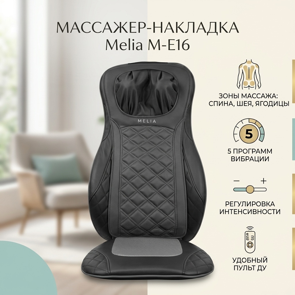 Массажер Melia M-E16 накладка на спинку стула вибрационный