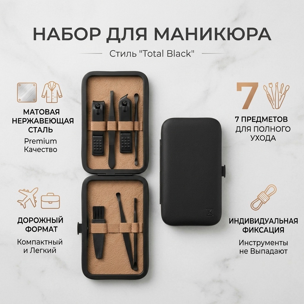 Набор маникюрных инструментов 18159841_308900635 12 6 см двойная 7 шт