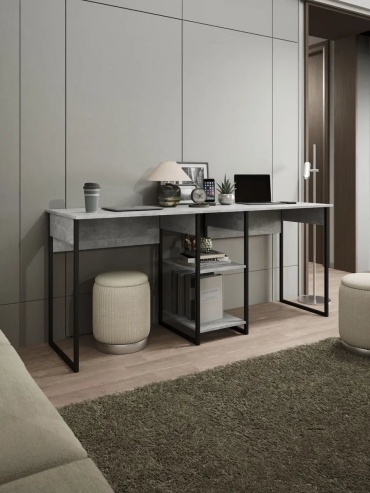 Стол компьютерный Aura-207, 180.8х53.8x76.5 см, черный, серый