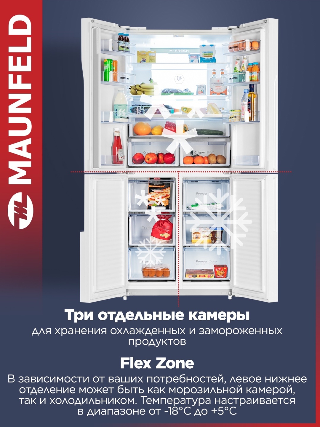 Холодильник с инвертором MAUNFELD MFF181NFW 2