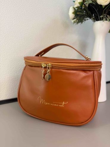 Allura косметичка текстиль, экокожа коричневый 14X21 см