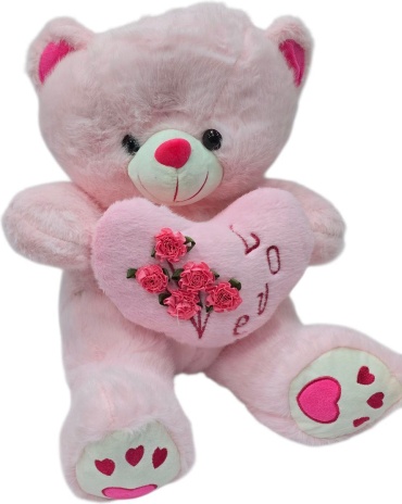 Мягкая игрушка Игрушки Со Склада Мишка розовый с сердечком LOVE 50см, 50 см