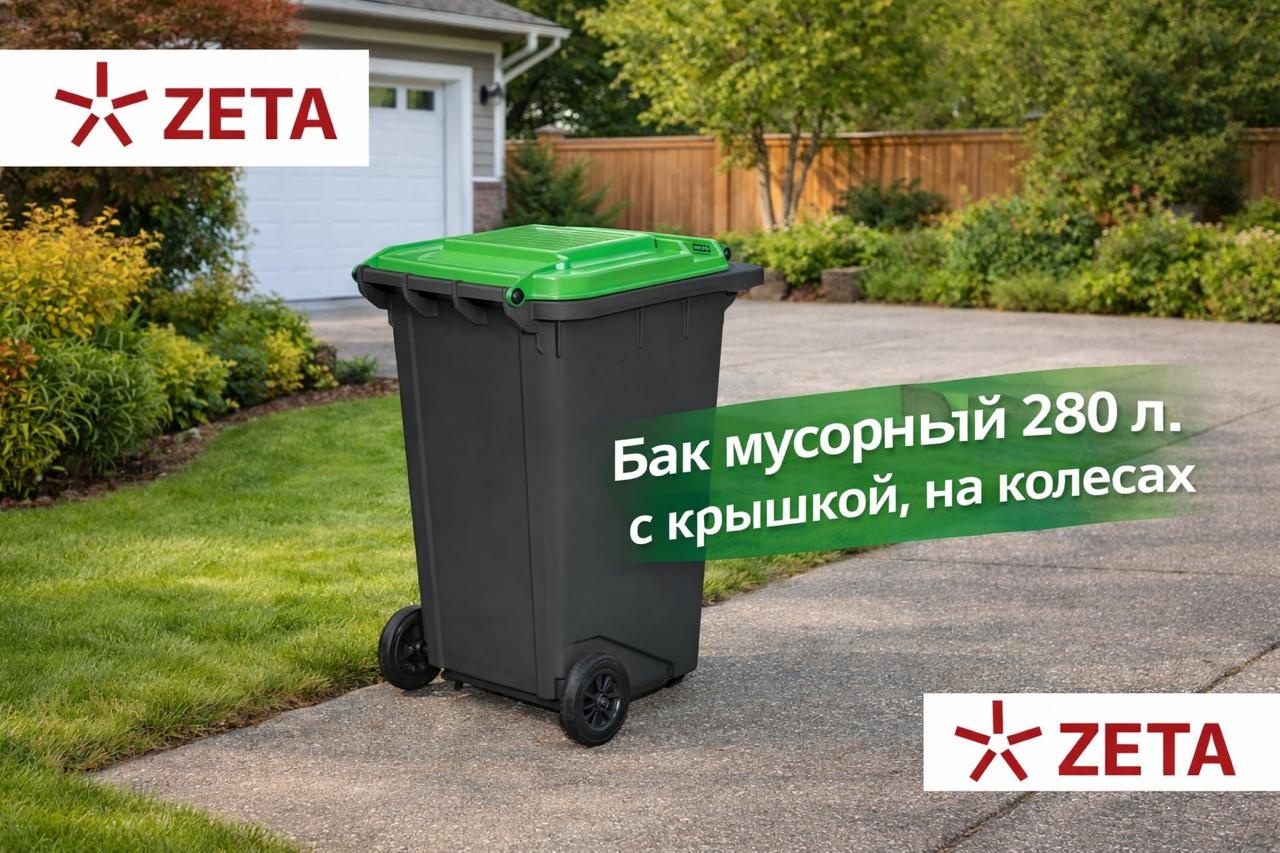 Мусорный бак ZETA с крышкой МП-ТВ-950739 280 л