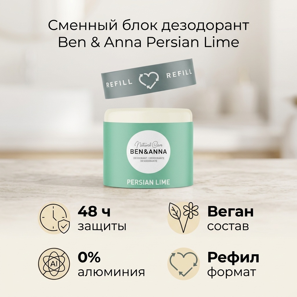 Ben & Anna Сменный блок (рефил) Persian lime Refill дезодорант унисекс 40 г