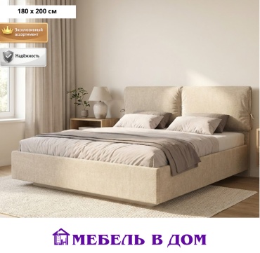 Кровать Мебель в Дом Duo двуспальная, 180x200 см (без матраса, без подъёмного механизма) бежевый