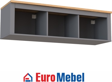 Полка Euromebel САГА, 00075391, 131.2х41.4x38 см, серый, светло-коричневый
