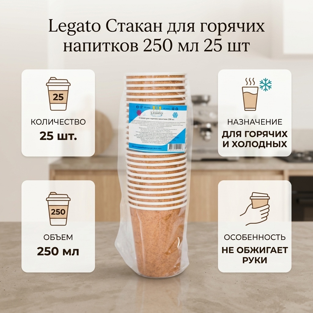 Legato стакан Для горячих напитков коричневый 25 шт