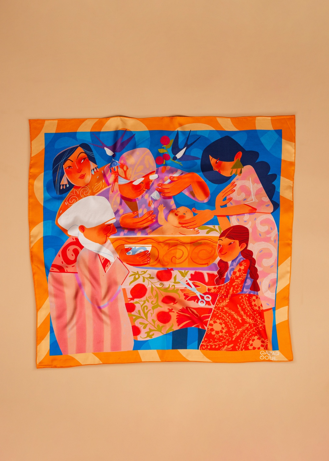 Платок Qazaq Soul шелк 90 x 90 см