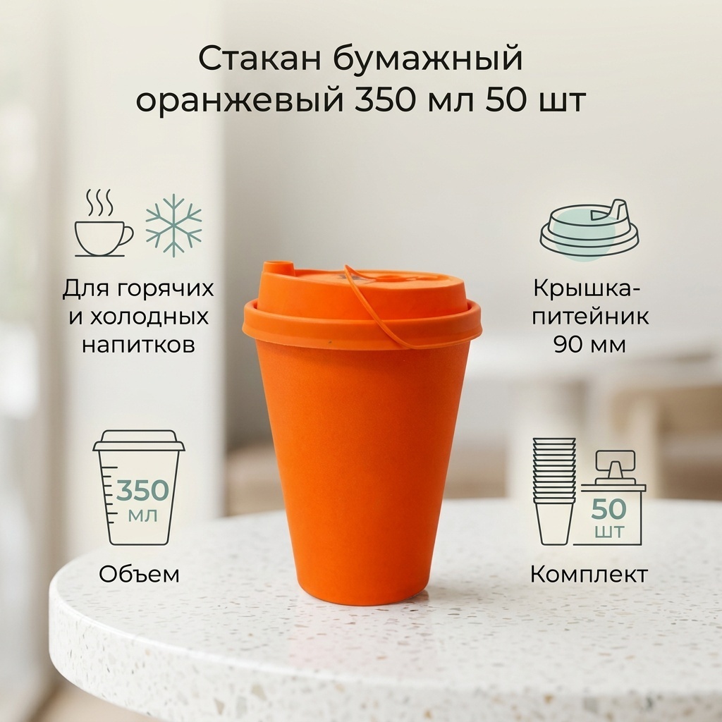 Стакан LP.350.ORG.1000 оранжевый 50 шт