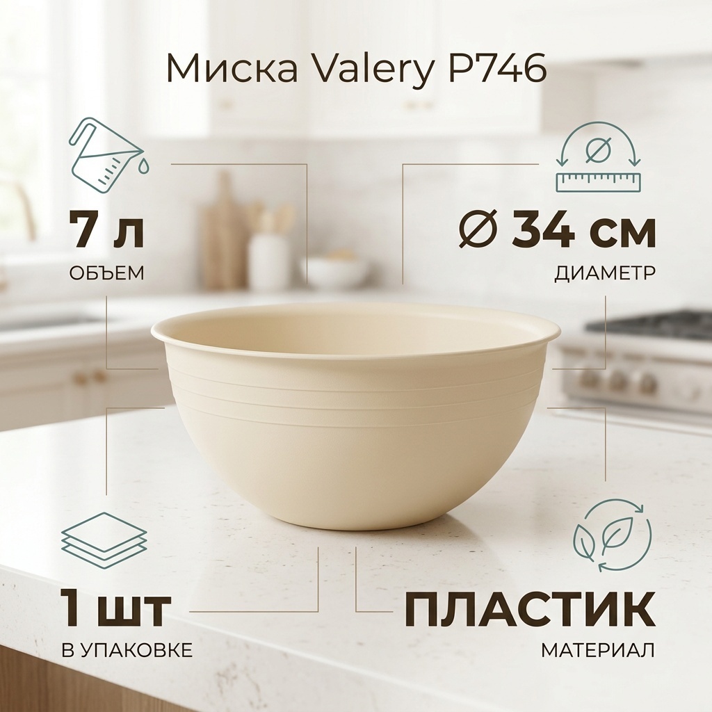 Миска Valery 34х34 см, пластик, 1 шт