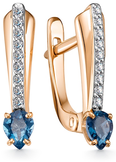 Серьги Lucente EAR-LU-585-629591 вес 1.89 г золото, топаз, фианит