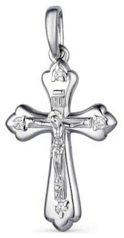 Крестик АЛЬКОР 03-1541/00КЦ-00 вес 1.45 г серебро, фианит