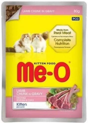 Me-O Kitten кусочки в соусе ягненок 80 г 12 шт