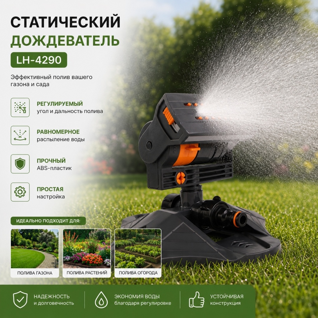Статический дождеватель IVI LH-4290 серый D: стандарт, режимов полива: 2, 1 шт