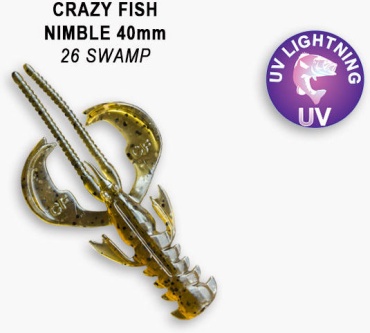 Мягкая приманка Crazy Fish Силиконовая приманка Crazy Fish Nimble 1,6 / 49-40-26-6 / Кальмар (9 шт.) 9 шт 40 мм 26