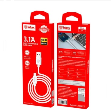 Кабель Inkax USB 3.0 (F), Lightning, 1 м, INKAX CB-09 Usb-c Lightning 3.1А  белый