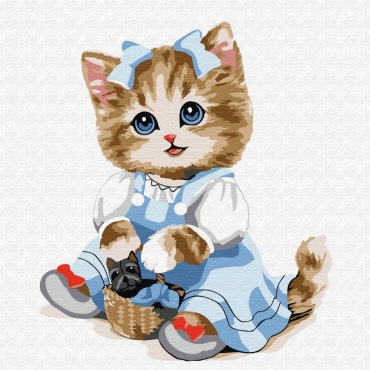 Картина по номерам Molly Кошечка с Корзинкой KH0461 20 см x 20 см