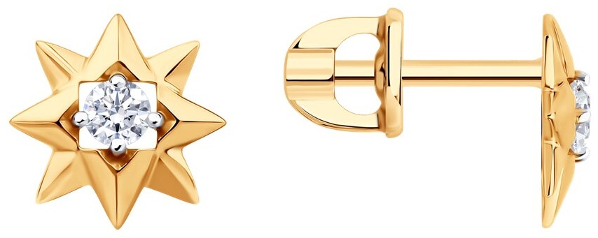 Пусеты SOKOLOV EAR-SO-585-095770 вес 1.18 г золото, фианит