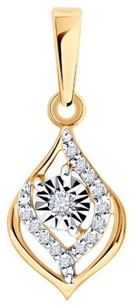 Подвеска Diamant 51-230-01383-1 вес 0.79 г золото, бриллиант