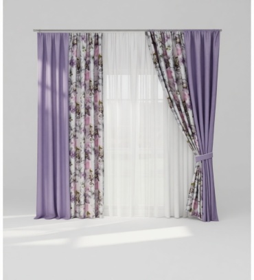 Портьеры Home Textile 250x275 см 2 шт, лен, фиолетовый