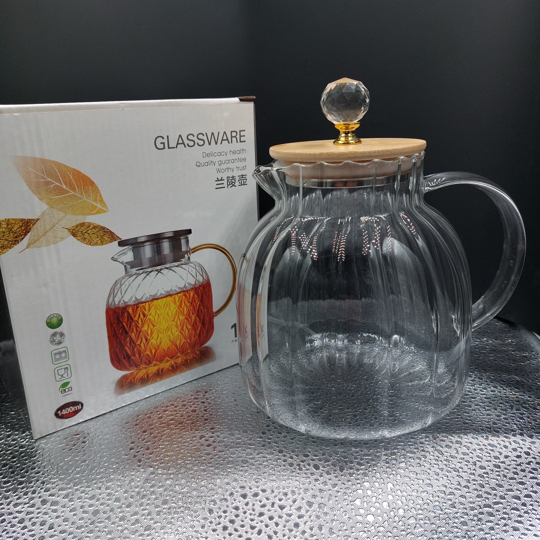 Чайник GLASS WARE A-128-H1 1.4 л, дерево, стекло