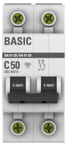 Basic автоматический выключатель 2P 50 A, 4500 кА, 230 В