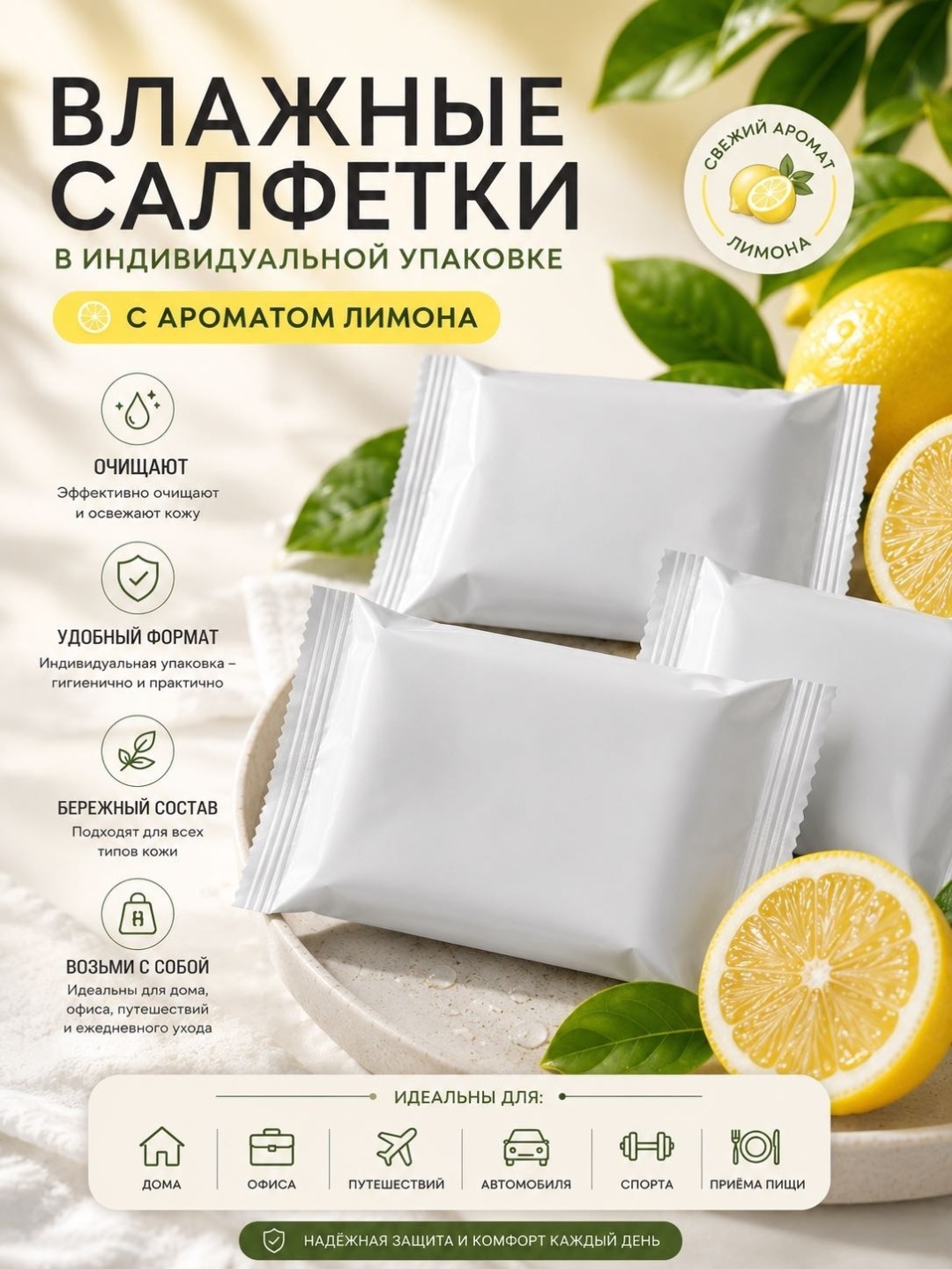 Влажные салфетки Салфетки в индивидуальной упаковке 500 шт