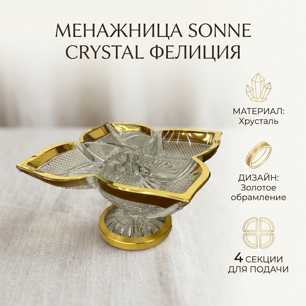 SONNE Crystal менажница Фелиция 1 шт, хрусталь