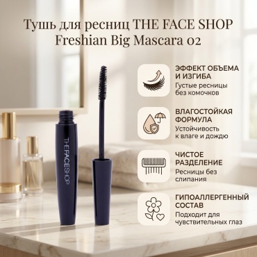 Тушь для ресниц The Face Shop Freshian Big Mascara 02 для объема черный