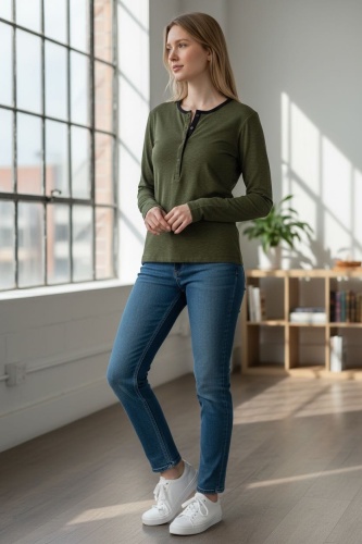 Лонгслив FASHION хаки, зеленый