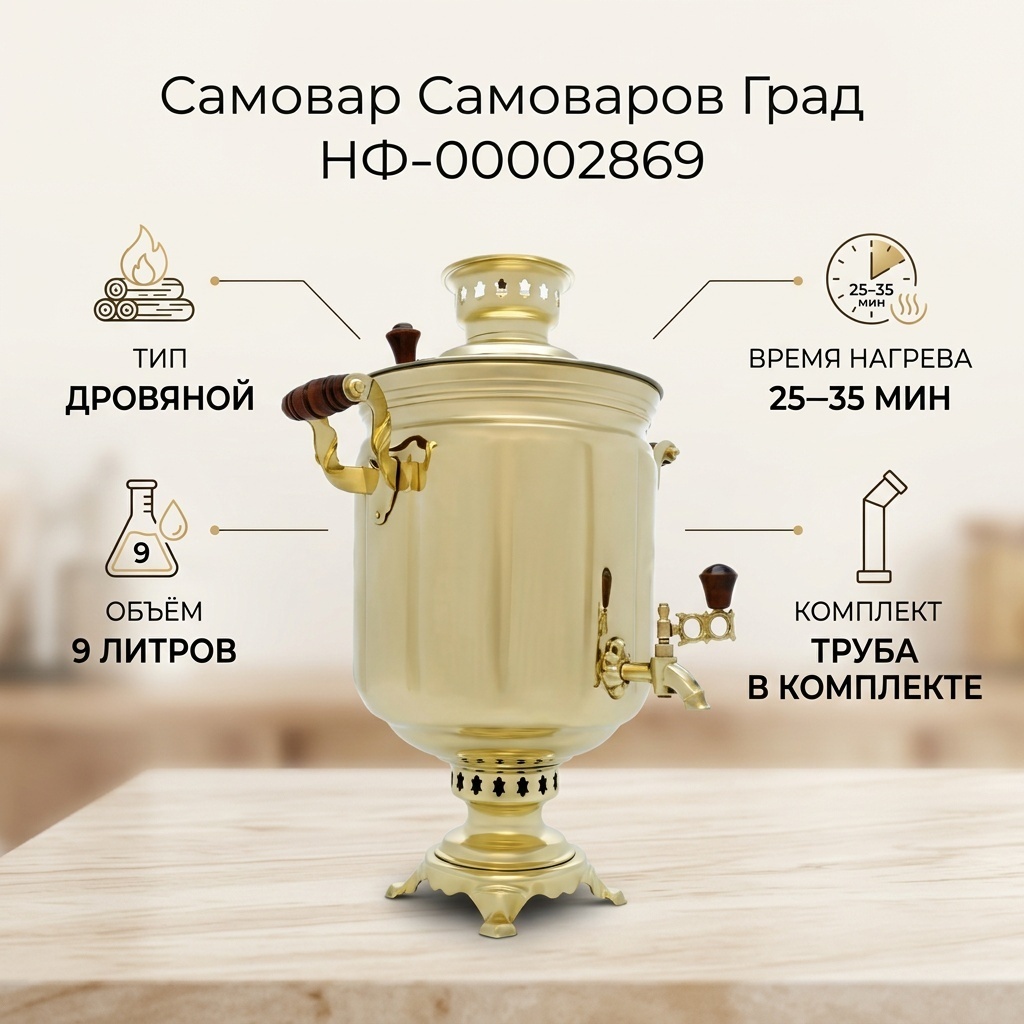 Самоваров Град самовар НФ-00002869 9 л, латунь