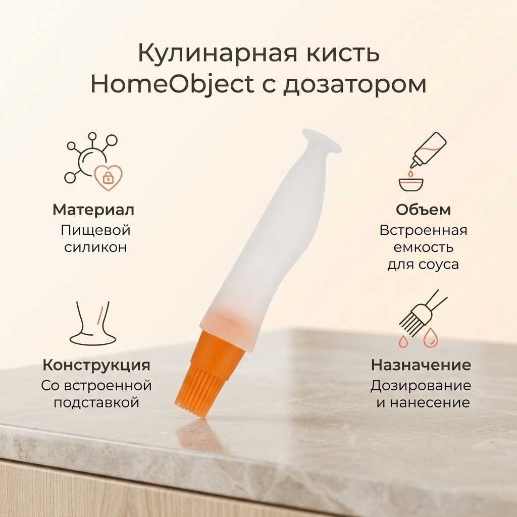 Кисть кулинарная HomeObject силикон, 1 шт