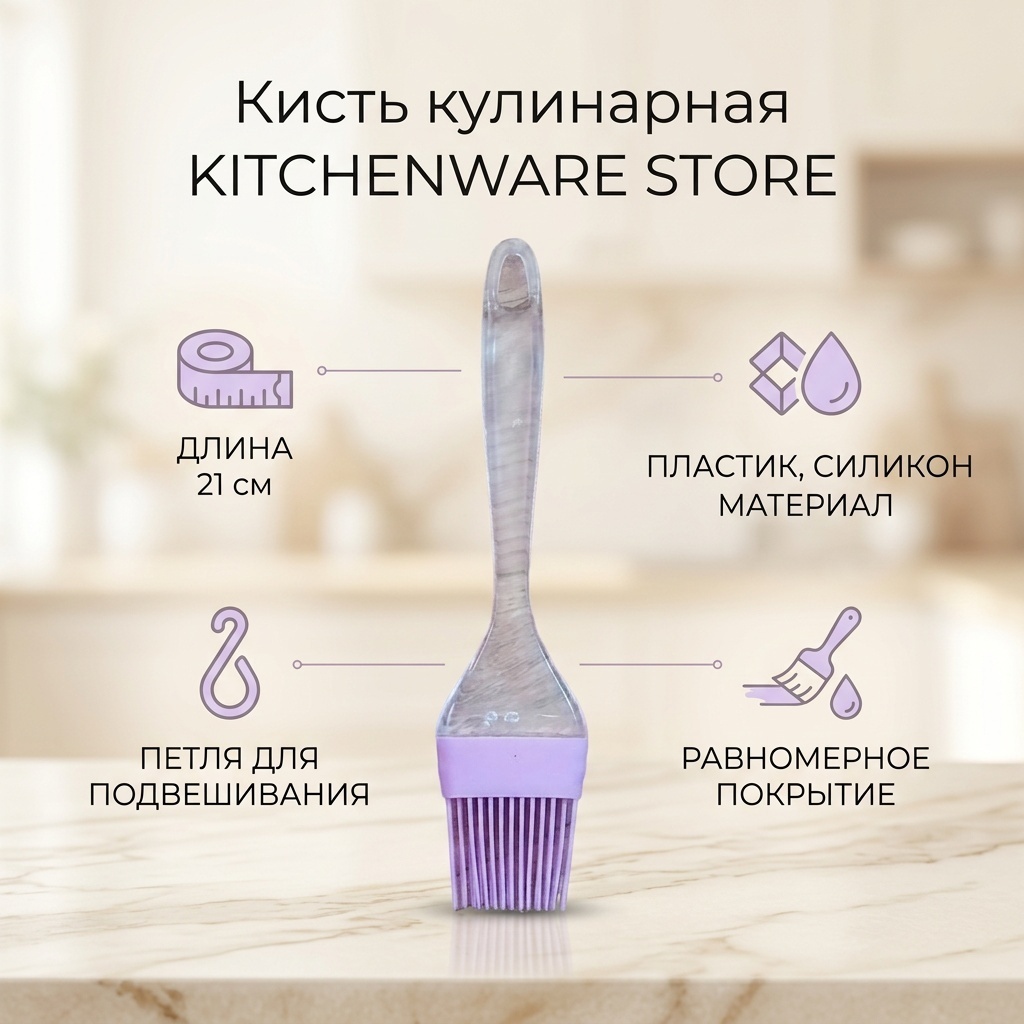Кисть кулинарная KITCHENWARE STORE пластик, силикон, 1 шт