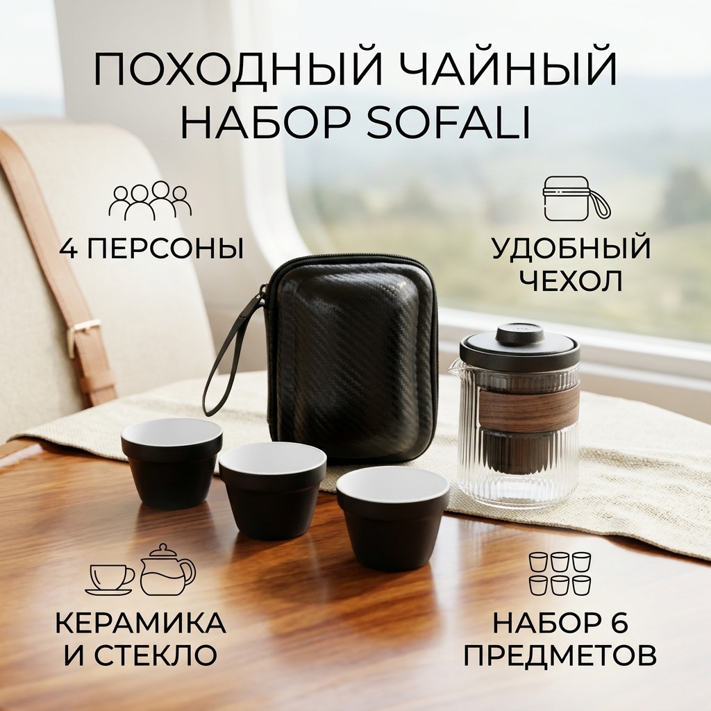 Сервиз на 4 персоны Sofali , предметов: 6, чайный, керамика, стекло