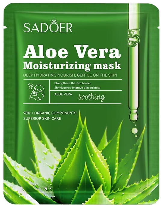 Маска для лица SADOER тканевая Aloe Vera Moisturizing 1 шт, фото 2