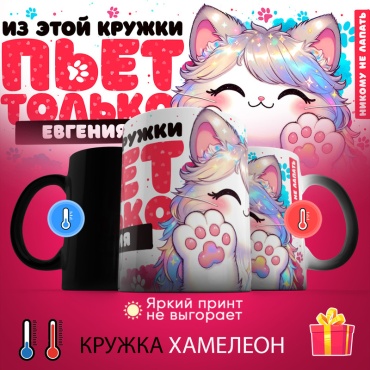 Кружка «хамелеон Из этой кружки пьет только Евгения», 330 мл, керамика, 1 шт.
