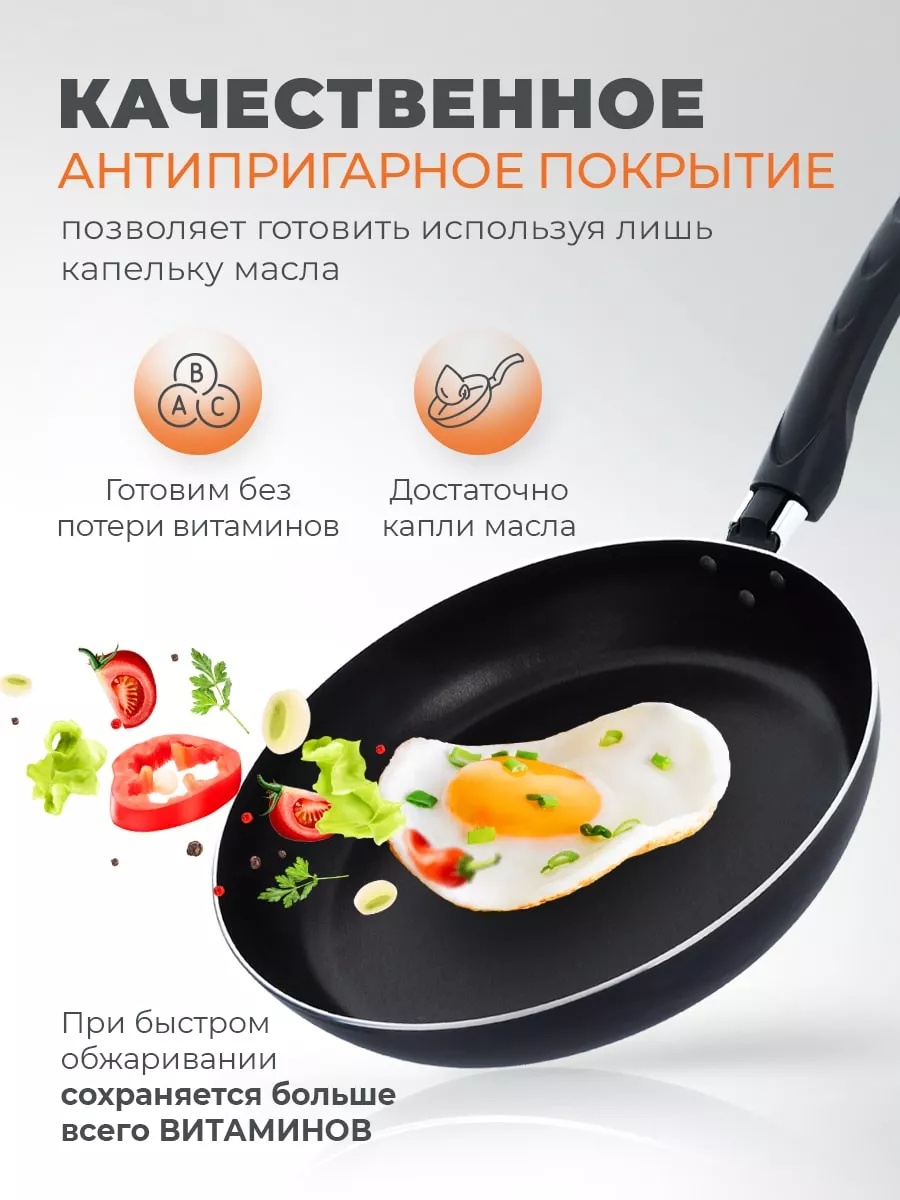 Сковорода 20 см с антипригарным покрытием, алюминий