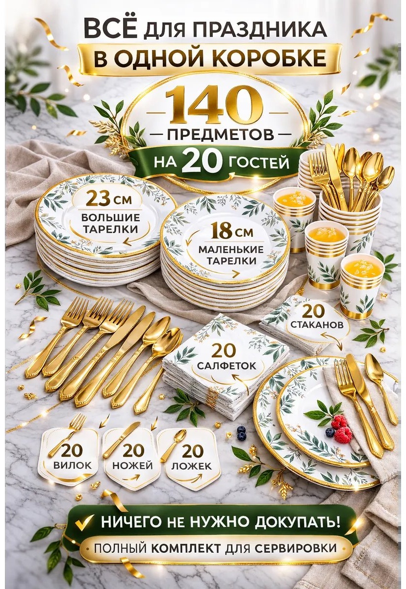 Набор посуды 493922005 белый 140 шт