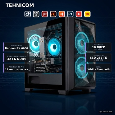 Tehnicom i5-13400F / RX 6600 8 Гб / 32 Гб / 4000 Гб HDD+SSD 256 Гб / Win 11 Pro