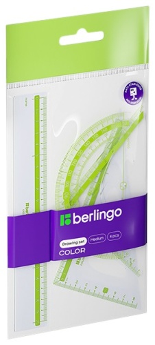 Набор линеек Berlingo RS_30304, 20 см, 4 шт, пластик, прозрачный, зеленый